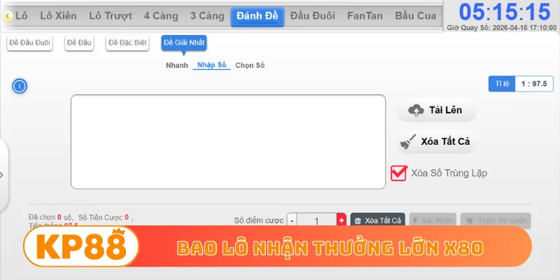 Bao lô nhận thưởng lớn x80